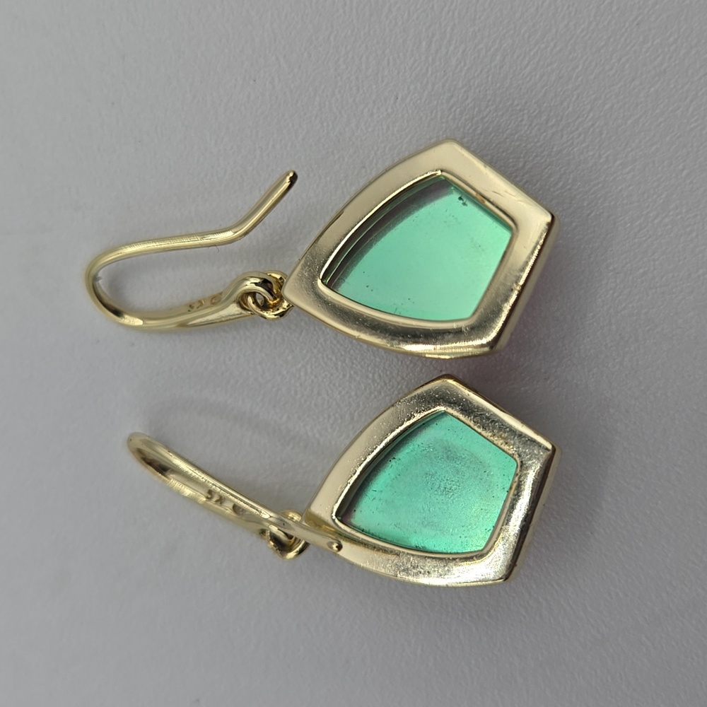 Kendra Scott Elle Gold Drop Earrings Dichroic Glass 18k Gold Over Brass - Picture 4 of 4